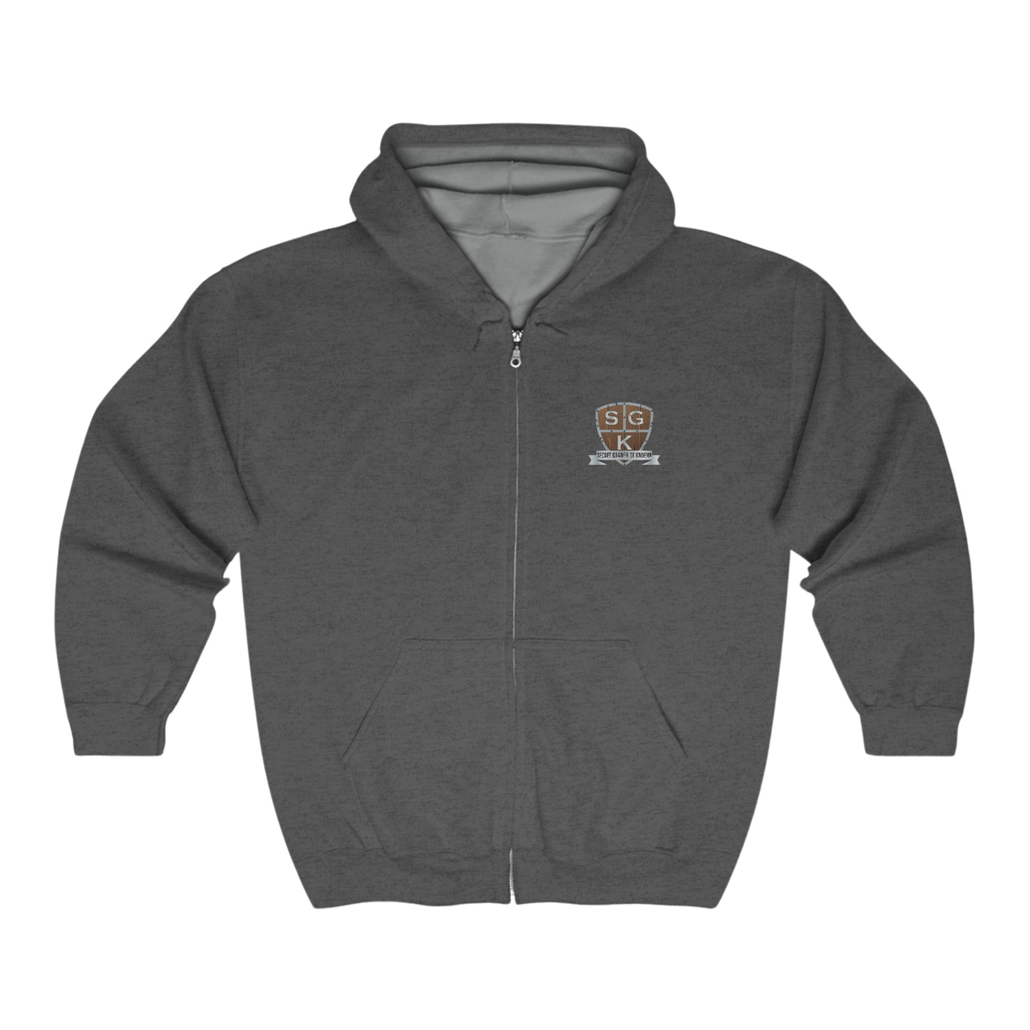 SGK Shield with Pixel Garden Back Unisex Heavy Blend™ Full Zip Hooded Sweatshirt