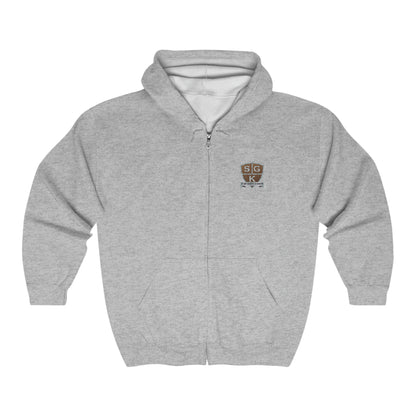 SGK Shield with Pixel Garden Back Unisex Heavy Blend™ Full Zip Hooded Sweatshirt