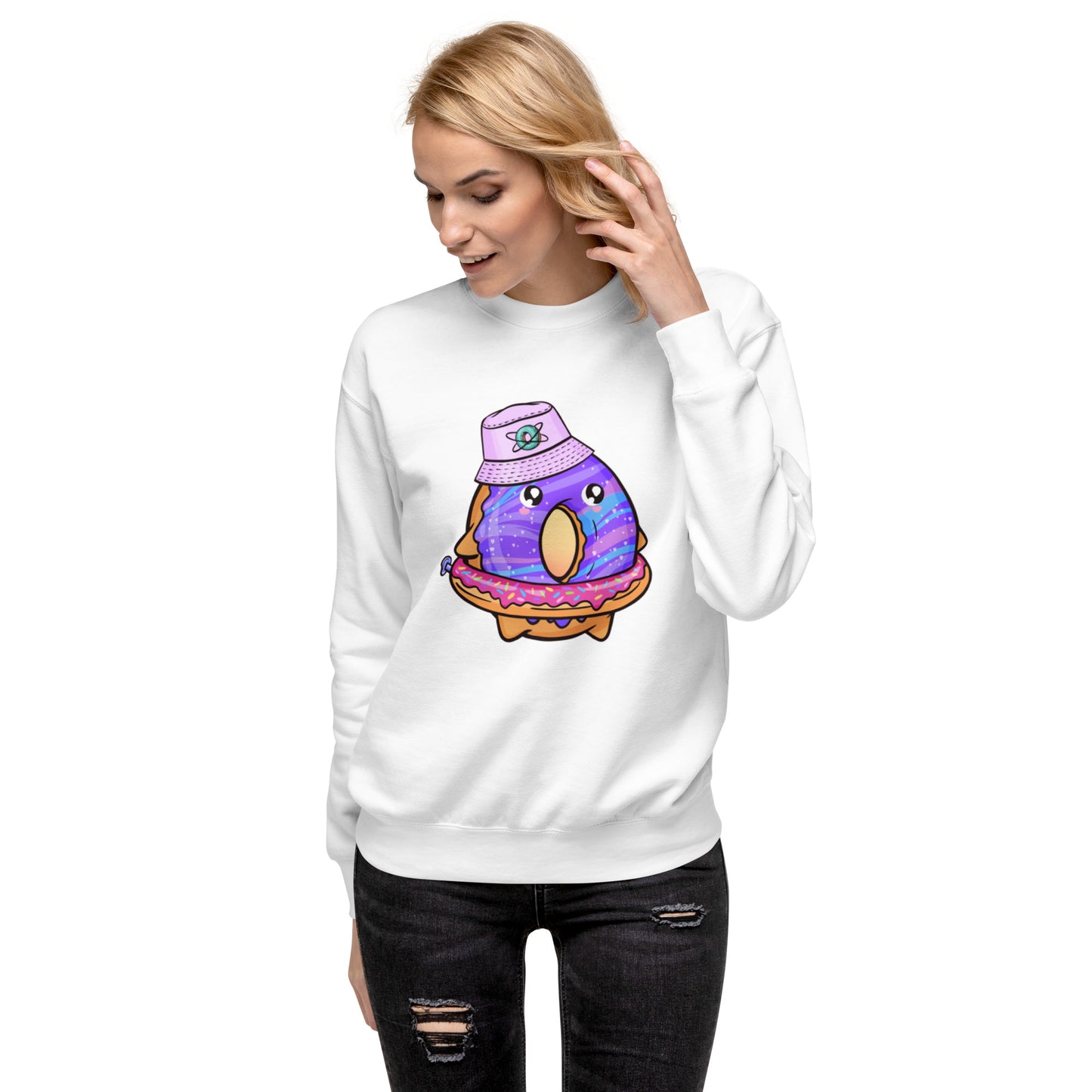 Loopy Donut #5857, Unisex Premium Sweatshirt, Bellabookie #2388